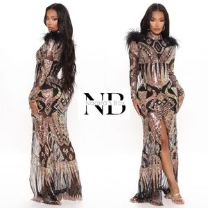 Entourage Sequin Maxi Gown - Black/Gold